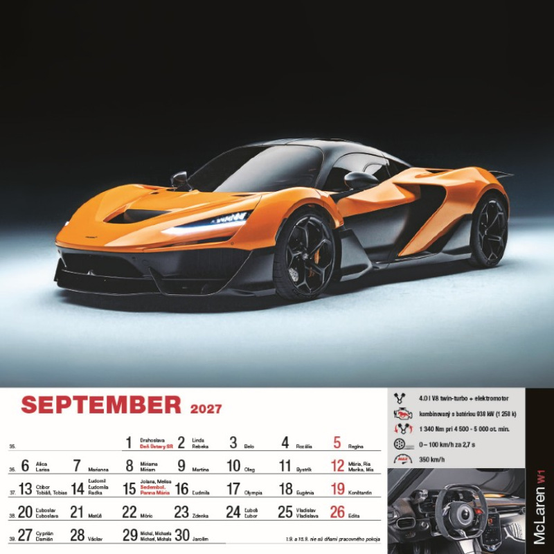 Nástenný kalendár Sports cars 2027 10