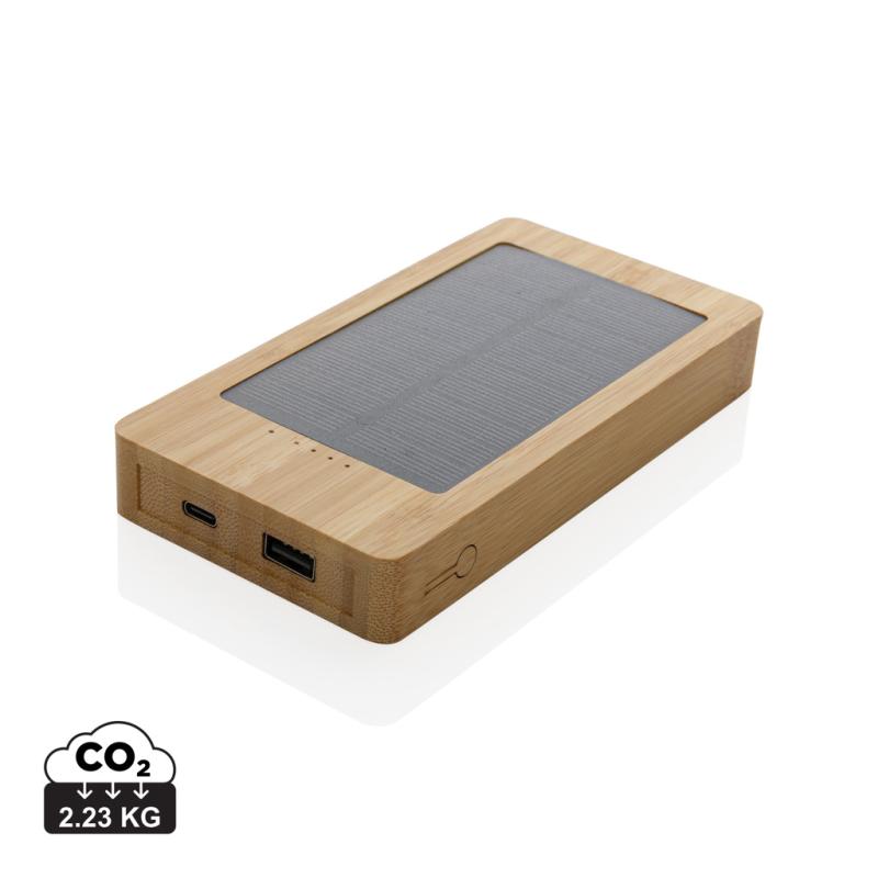 Solárna powerbanka Sunwick 10000 mAh z bambusu hnedá