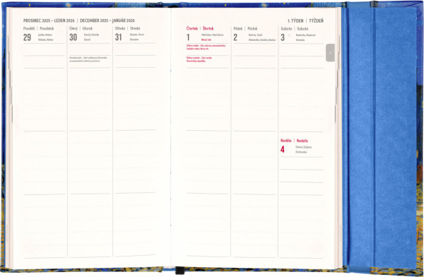 NOTIQUE Týždenný magnetický diár Vincent van Gogh 2026, 13 x 21 cm 1