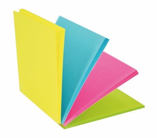 Samolepiaci poznámkový blok, 76x76 mm, 100 listov, STICK N "Magic Pad", neónové farby 2