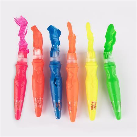 Tempera, sada, v tube so štetcom, APLI Kids "Paint&Fun", 6 rôznych neónových farieb 3