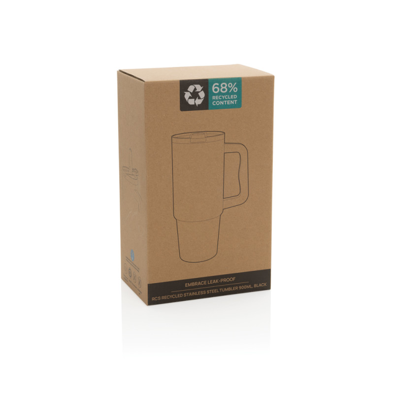 Embrace nepretekajúci tumbler z recykl. nerez. ocele 900ml čierna 8