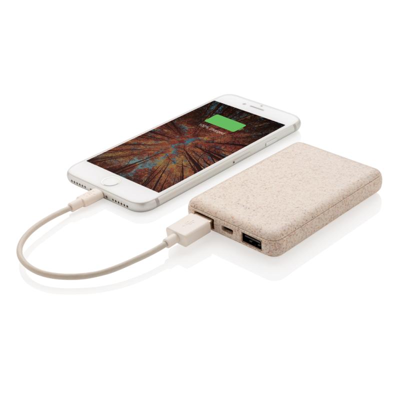 Vrecková powerbanka 5 000 mAh z pšeničnej slamy khaki 2
