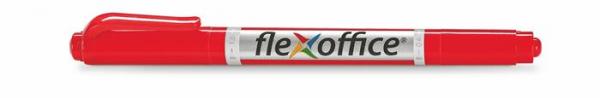 Permanentný popisovač, 0,4/1,0 mm, kužeľový, obojstranný, FLEXOFFICE "PM01", červený