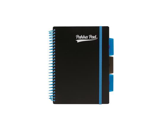 Špirálový zošit, A5, linajkový, 100 strán, PUKKA PAD, "Neon black project book" 4