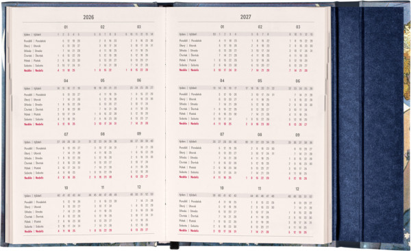 NOTIQUE Týždenný magnetický diár Alfons Mucha 2026, 11 x 16 cm 2