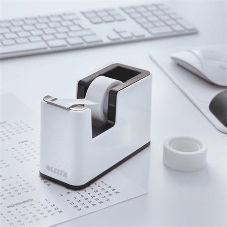 Dispenzor na lepiacu pásku, stolový, naplnený, LEITZ "Wow", biela-čierna 3