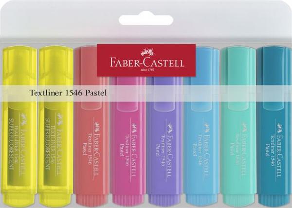 Zvýrazňovač, sada, 1-5 mm, FABER-CASTELL "1546 Pastel", 8 rôznych farieb 1