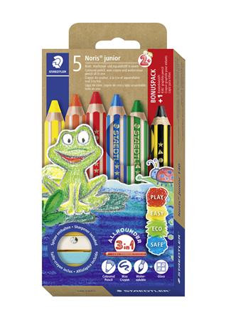 Farebná ceruzka, sada, s grafitovou ceruzkou, strúhadlom, STAEDTLER "Noris® junior 140",
