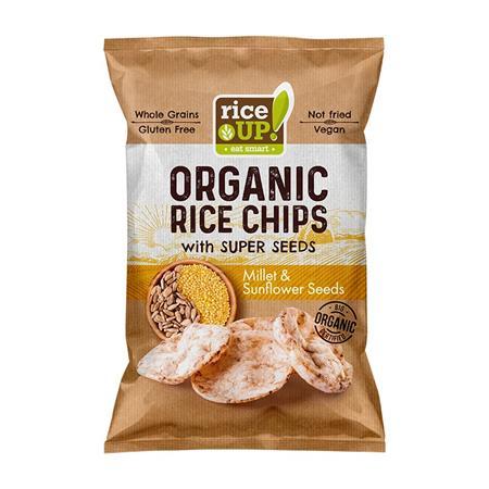 Ryžové chipsy, 25 g, RICE UP "Bio", pšeno a slnečnicové semienka