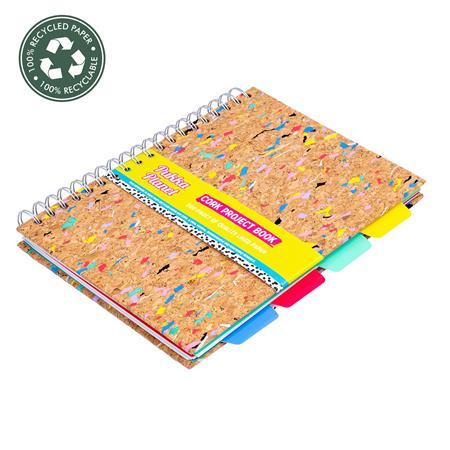 Špirálový zošit, B5, linajkový, s rozraďovačom, 200 listov, PUKKA PADS "Planet Cork Projec 2