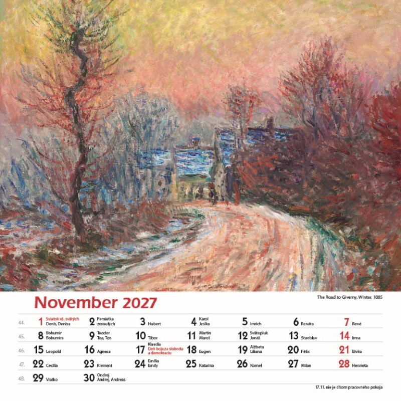 Nástenný kalendár Claude Monet štvorec 2027 12