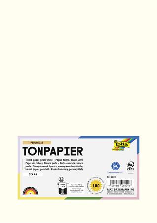 Farebný papier, A3, 130 g, 50 listov, FOLIA, perleťovo biely 1