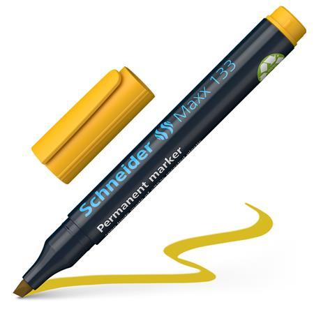 Permanentný popisovač, 1-4 mm, zrezaný hrot, SCHNEIDER "Maxx 133", žltý 3