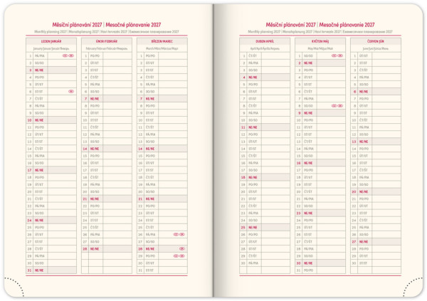 NOTIQUE Týždenný diár Twill 2026, čierno-zlatý, 15 x 21 cm 8