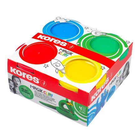 Plastelína,160 g, schnúca na vzduchu, 4 farby, KORES "Magic Clay" 2