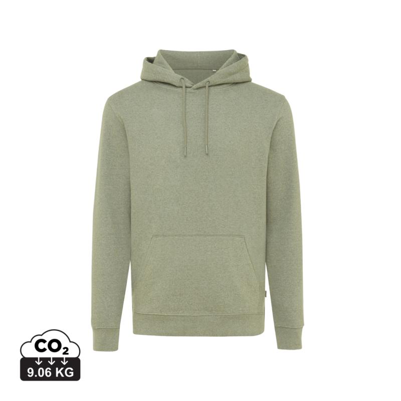Nefarbená mikina s kapucňou IQONIQ Torres z recykl. bavlny heather green XS