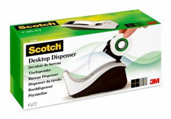 Dispenzor na lepiacu pásku, 3M SCOTCH "C60", strieborný 3