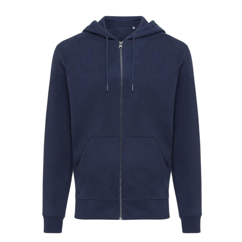 Mikina na zips s kapucňou IQONIQ Abisko z recykl. bavlny námornícka modrá L 1