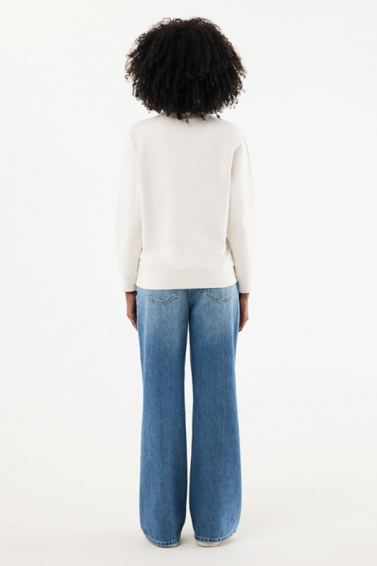 IQONIQ Elgon sveter s krátkym zipsom z recyklovanej bavlny ivory white S 17