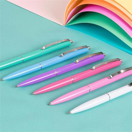 Guľôčkové pero, 0,5 mm, tlačidlové, s mixom pastelových farieb tela, SCHNEIDER "K15", modr 4