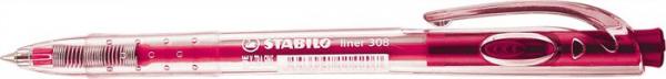 Guľôčkové pero, 0,38 mm, stláčací mechanizmus, STABILO "Liner 308", ružové 1