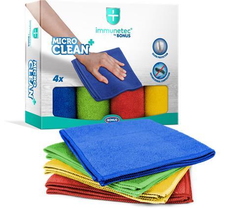 Utierka, s mikrovláknom, 4 ks, BONUS "MicroCLEAN Plus Immunetec" 7