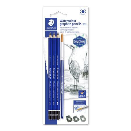 Grafitová ceruzka, akvarelová, so štetcom, šesťhranná, STAEDTLER "Design Journey Lumograph 1