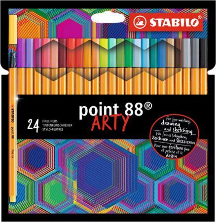 Liner, sada, 0,4 mm, STABILO "Point 88 ARTY", 24 rôznych farieb 1