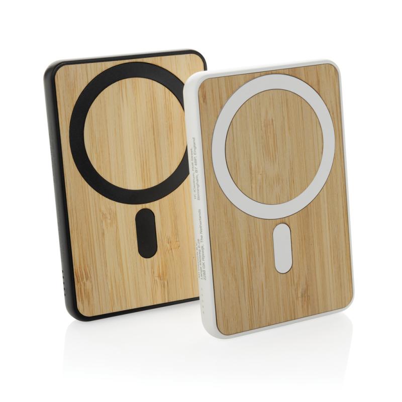 Magnetická powerbanka Zen 5000mAh 5W z RCS plastu a bambusu čierna 10