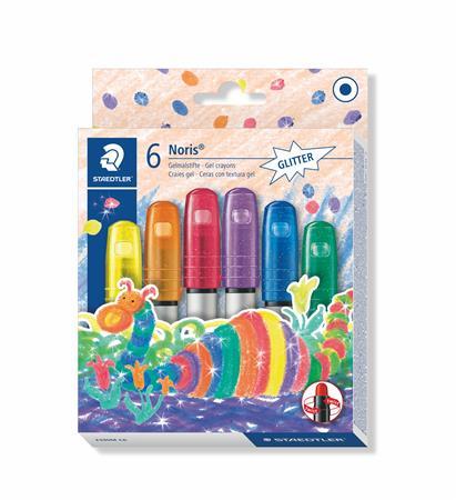 Voskovky, gélové, STAEDTLER "Noris Club", 6 ligotavých farieb