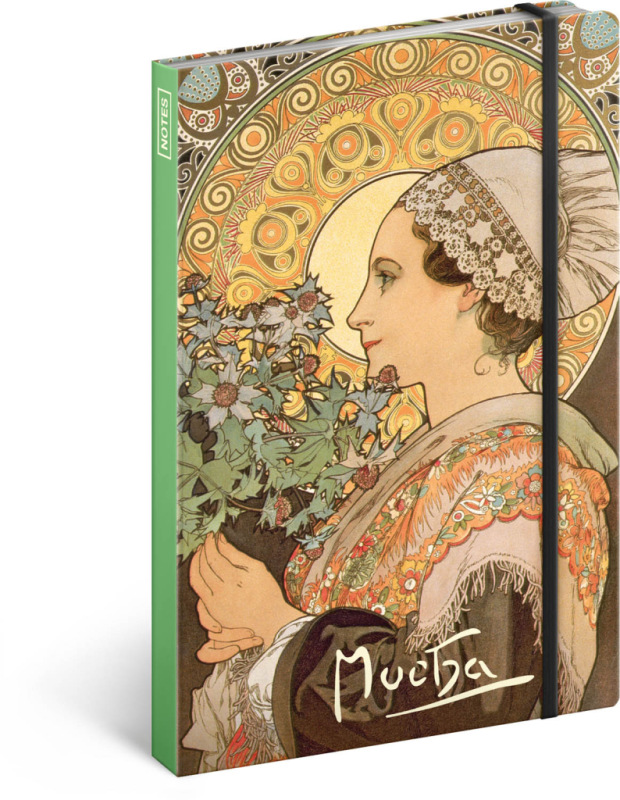 NOTIQUE Notes Alfons Mucha – Bodliak, linajkovaný, 13 x 21 cm