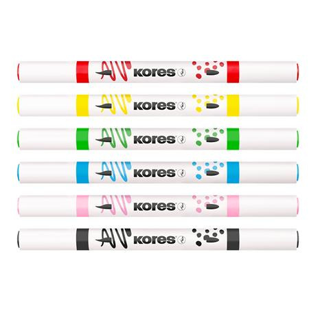 Dekoračný popisovač, sada, akrylový, 1-2 mm, obojstranný, KORES " K-Kreative", 6 rôznych f 2