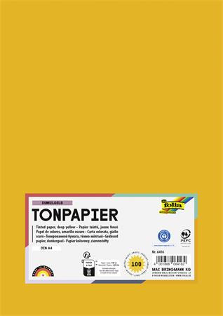 Farebný papier, A4, 130 g, 100 listov, FOLIA, tmavožltý 1