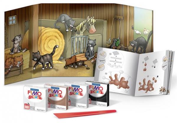 Modelovacia hmota, 4x42 g, FIMO "Kids Form & Play", mačky 2