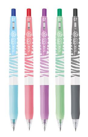 Gélové pero, sada, 0,33 mm, stláčací mechanizmus, pruhované telo, ZEBRA "Sarasa Clip Paste 2