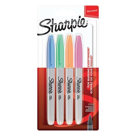 Permanentný popisovač, sada, 1 mm, kužeľový hrot, SHARPIE "Fine Point", 4 rôzne pastelové 1