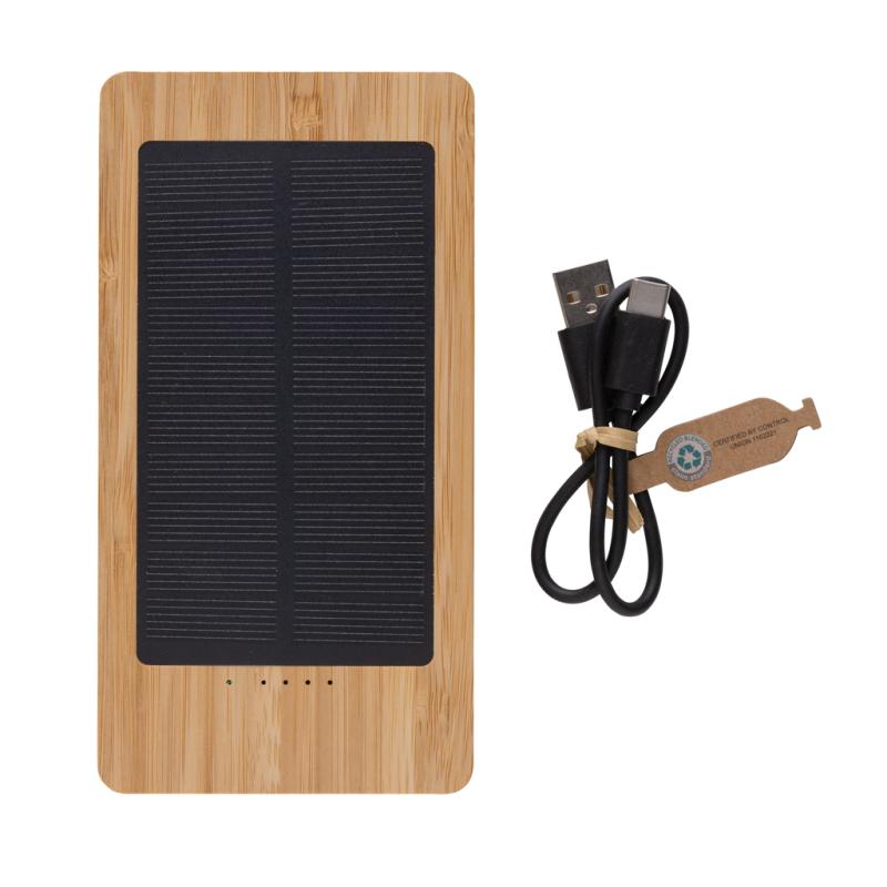 Solárna powerbanka Sunwick 10000 mAh z bambusu hnedá 4