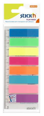 Záložky, plastové, 8x25 listov, 45x12 mm, STICK N, neónové farby