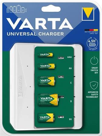 Nabíjačka batérií, univerzálna, bez batérií, VARTA "Universal", biela 1