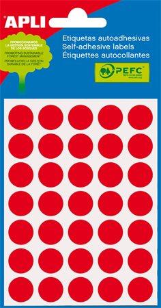 Etikety, okrúhle, priemer: 13 mm, ručne popisovateľné, farebné, APLI, červené, 175 etikiet 1
