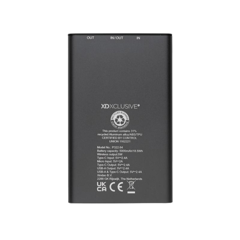 Powerbanka Terra 5000mAh s 5W Qi z RCS rec. hliníka a ABS sivá 7