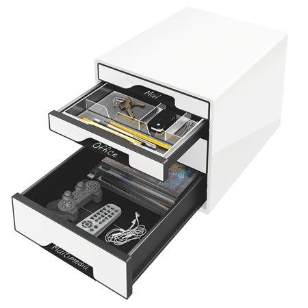 Zásuvkový box, plastový, 4 zásuvky, LEITZ "Cube", biely 2