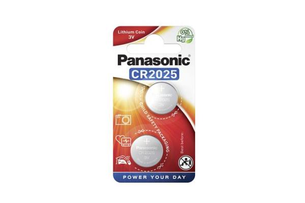 Gombíková batéria, CR2025, 2 ks, PANASONIC 1