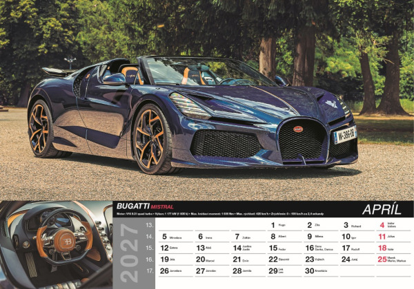 Nástenný kalendár Fast cars 2027 5