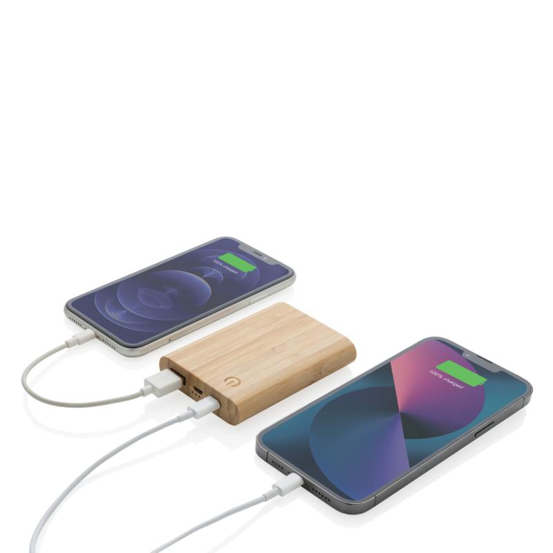 Powerbanka 5 000 mAh z bambusu hnedá 3