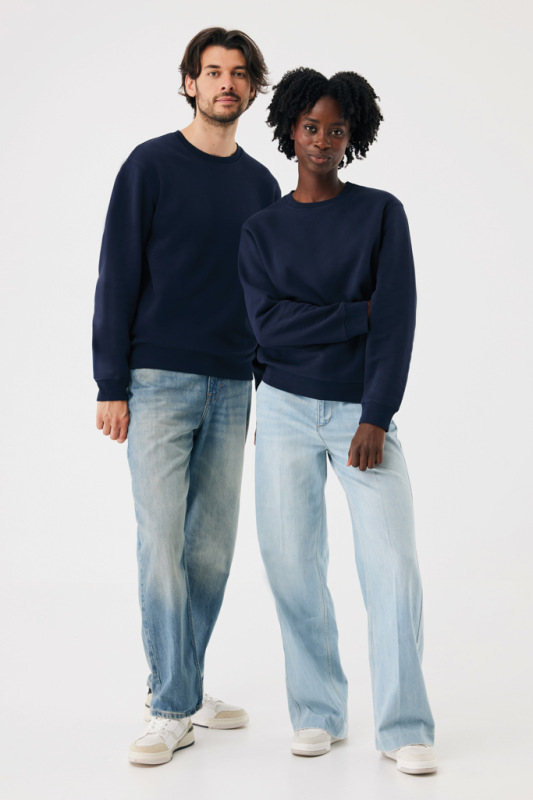 IQONIQ Toria Unisex mikina s okrúhl. výstrihom z rec. bavlny námornícka modrá S 15