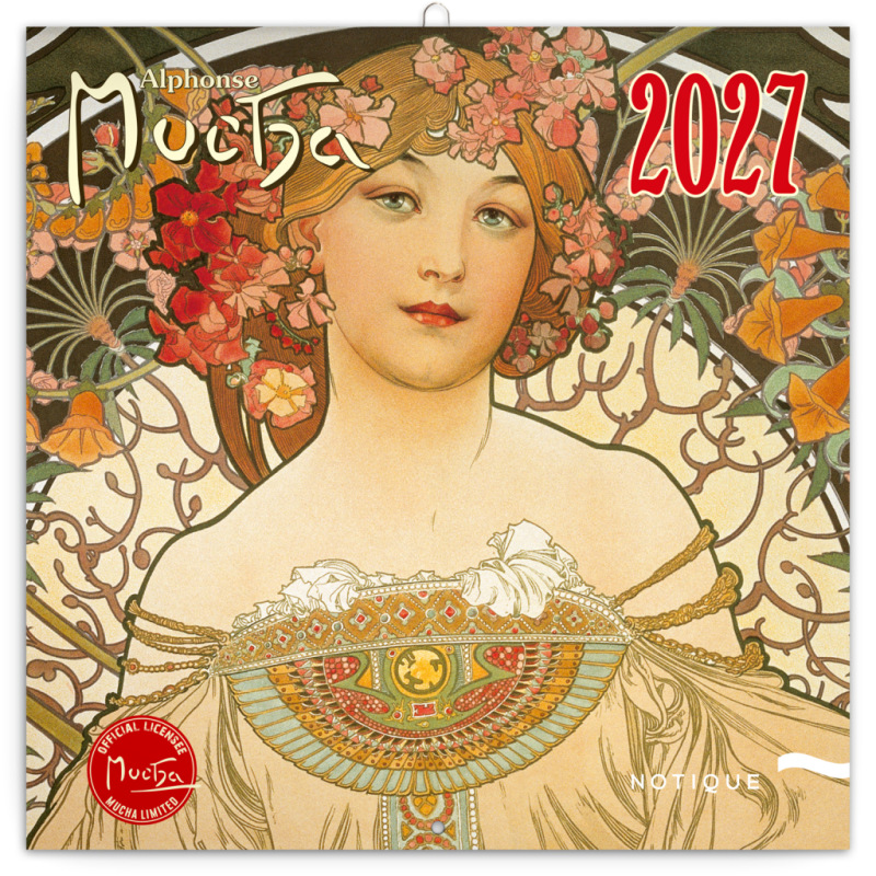 NOTIQUE Poznámkový kalendár Alfons Mucha 2027, 30 x 30 cm