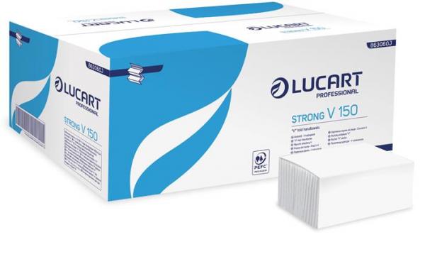 Papierové utierky, V/Z ohyb, 2-vrstvové,  LUCART "Strong", optimum biele 1