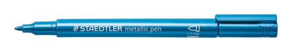 Dekoračný popisovač, 1-2 mm, kužeľový hrot, STAEDTLER, metalická modrá 3